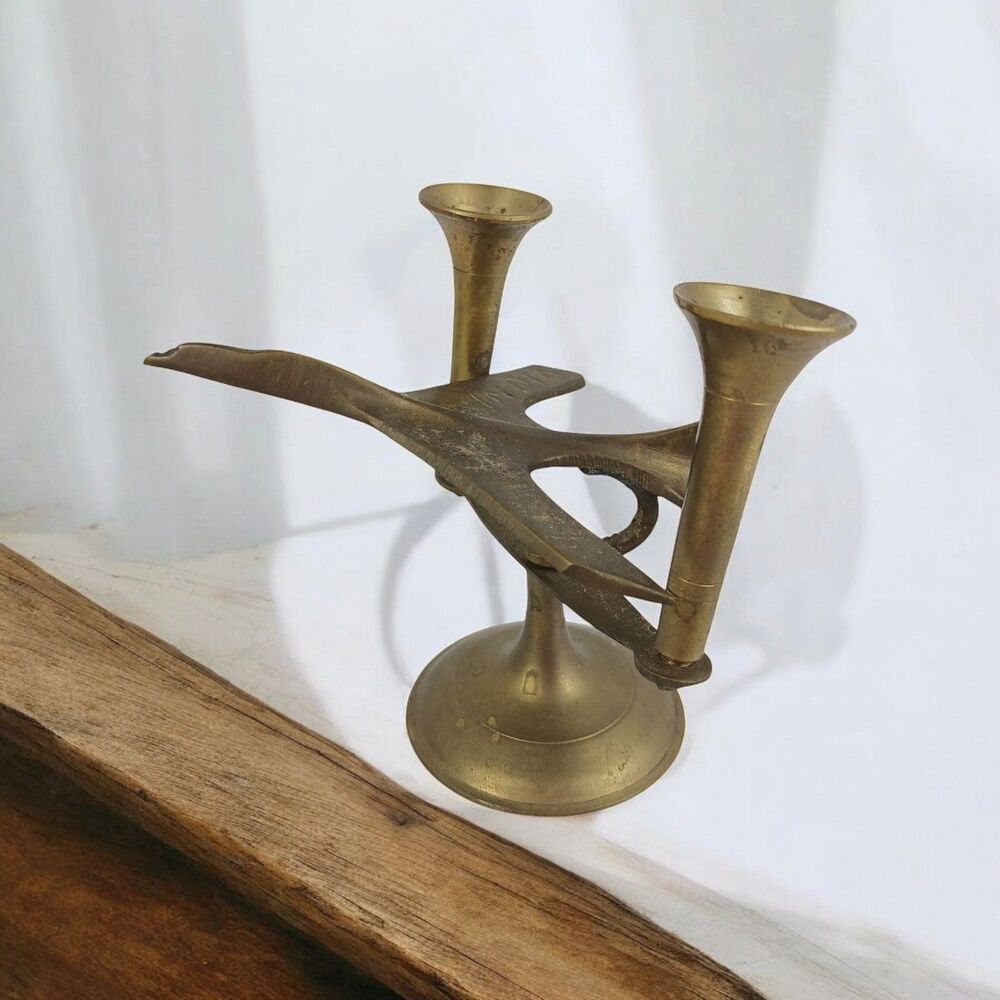 Vtg Brass Air India Airplane Jet Model Desk Decor Pen Holder?
